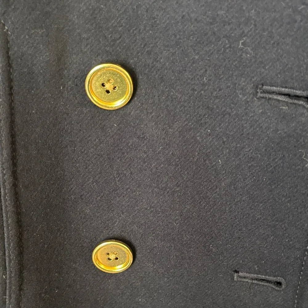 J. Crew Midnight Blue Pea Coat with Gold Buttons Wool & Cashmere Womens Size 4 - Picture 10 of 10